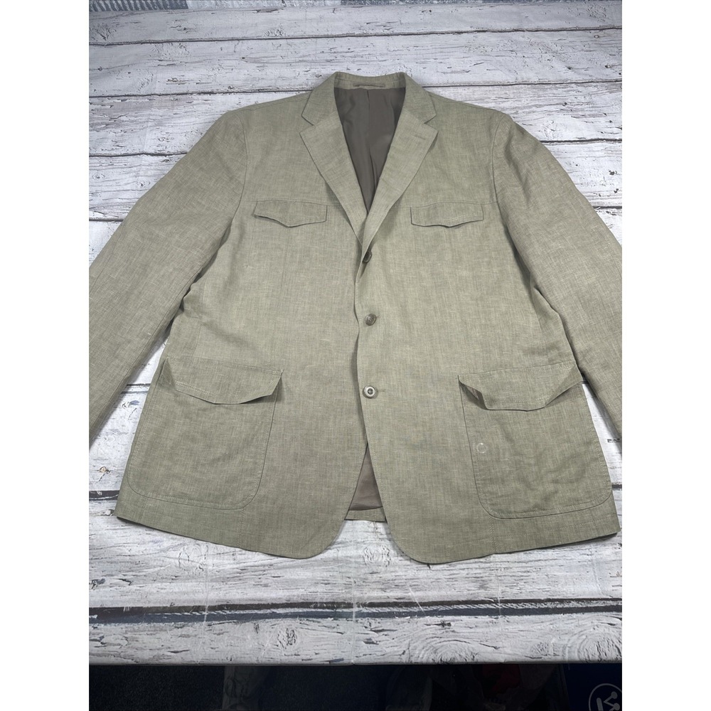 Kenneth Roberts Platinum Tan/Taupe Safari Style Jacket Men's XL Linen Blend